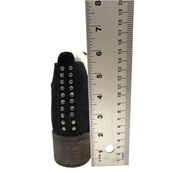 Diba True Silver Studded Black Vio Lyn Suede Block Heel Ankle Boots 8.5 Women's - Picture 3 of 12